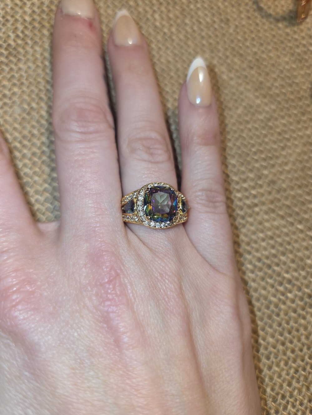 Bomb Party June 2025 Mystic Topaz Gold Ring - Size 6